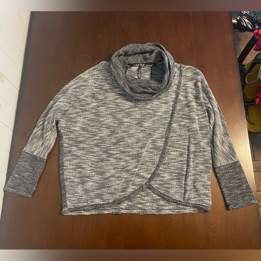 Calvin Klein, size large, grey poncho like cowl neck
